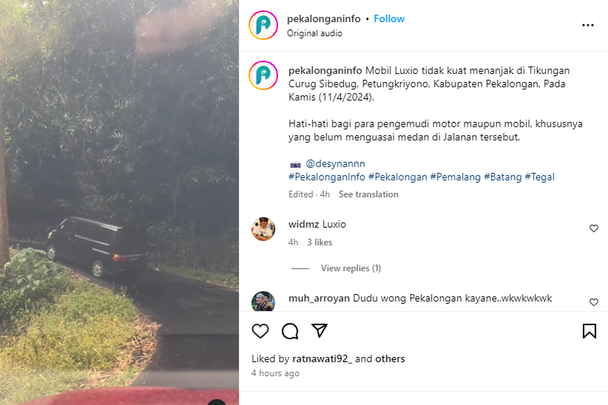 Video Daihatsu Luxio tidak kuat nanjak di Tikungan Curug Sibedug, Petungkriyono, Kabupaten Pekalongan.