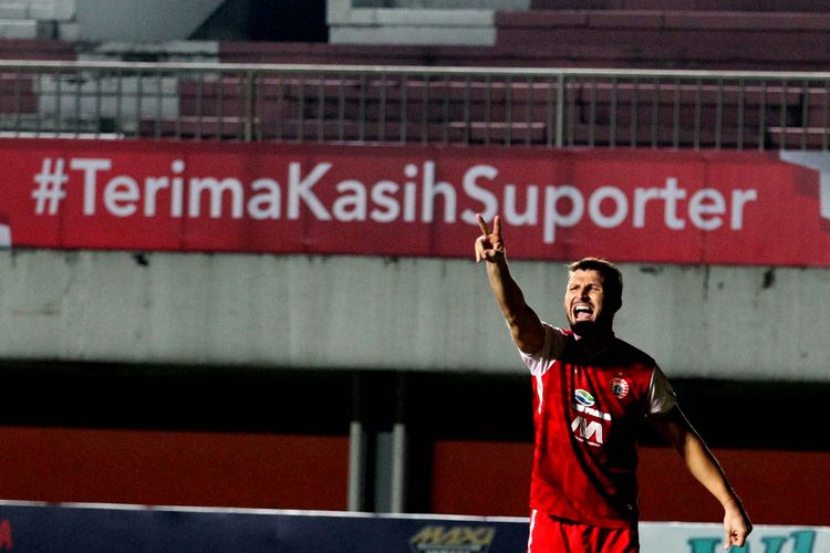Pemain asing Persija Jakarta, Marco Motta, pada leg kedua final Piala Menpora 2021 kontra Persib Bandung, Kamis (22/4/2021) malam WIB.