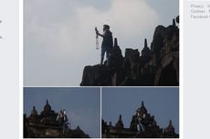Viral, Foto Seorang Pria Memanjat Candi Borobudur untuk Selfie