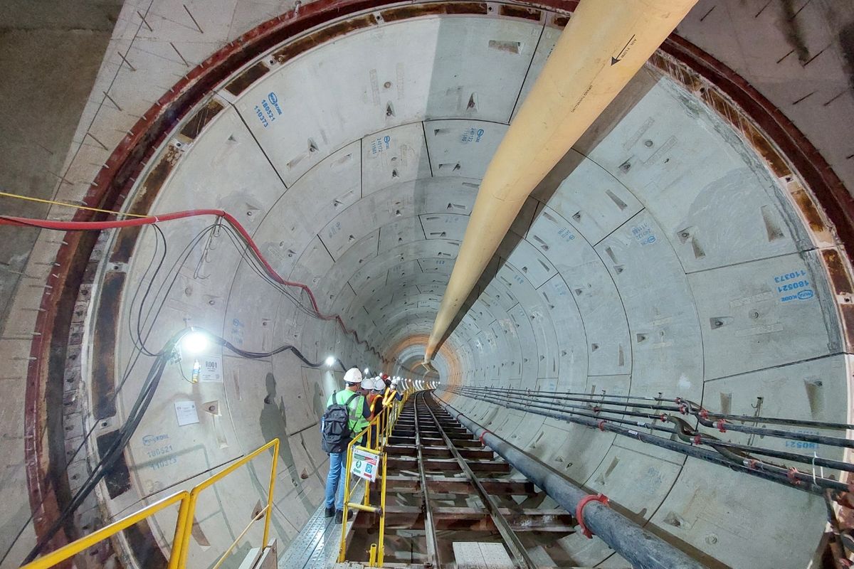 Pembangunan contract package (CP) 201 Stasiun Monas, Jakarta Pusat, yang masih berlangsung hingga Selasa (20/9/2022).