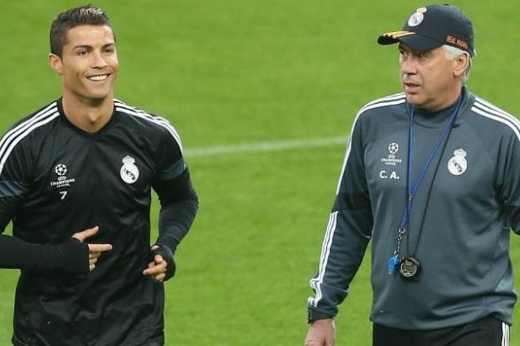 Cristiano Ronaldo saat masih dilatih oleh Carlo Ancelotti.