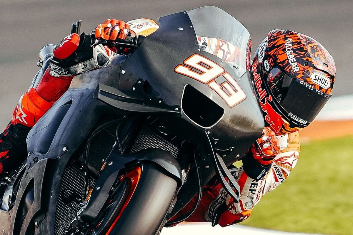 Marc Marquez saat sesi tes resmi di Valencia 2022