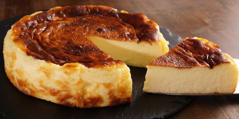 Ilustrasi basque cheesecake.