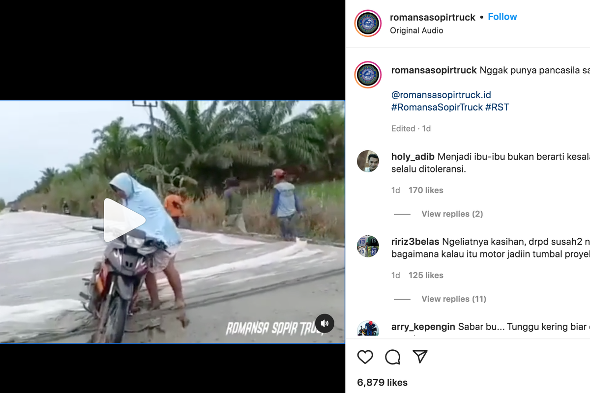 Viral emak-emak terobos jalan semen yang masih basah