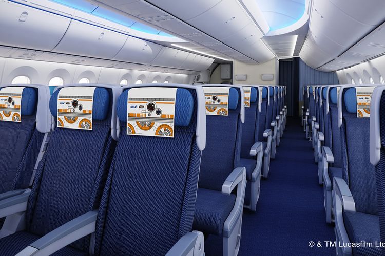 KabinANA All Nnippon Airways yang dinobatkan sebagai kabin pesawat paling bersih di dunia oleh Skytrax pada 2018. 