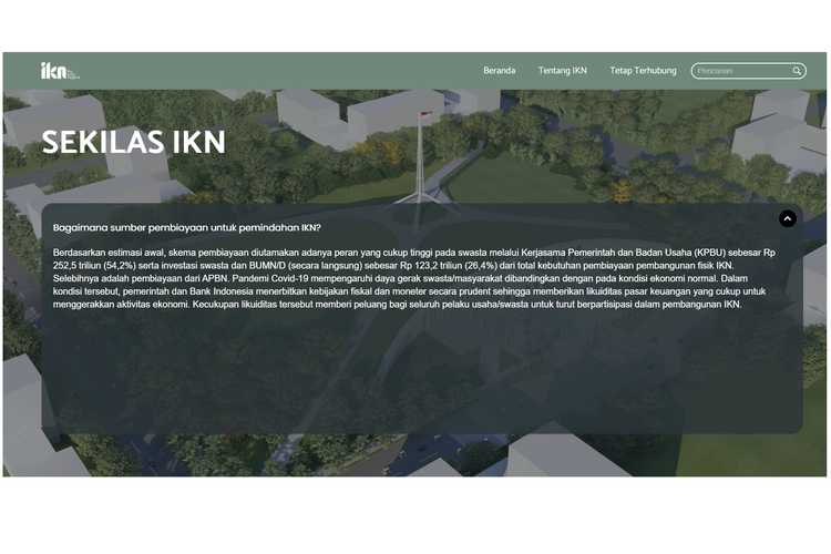 Pendanaan IKN di situs IKN, pada bagian Sekilas IKN.