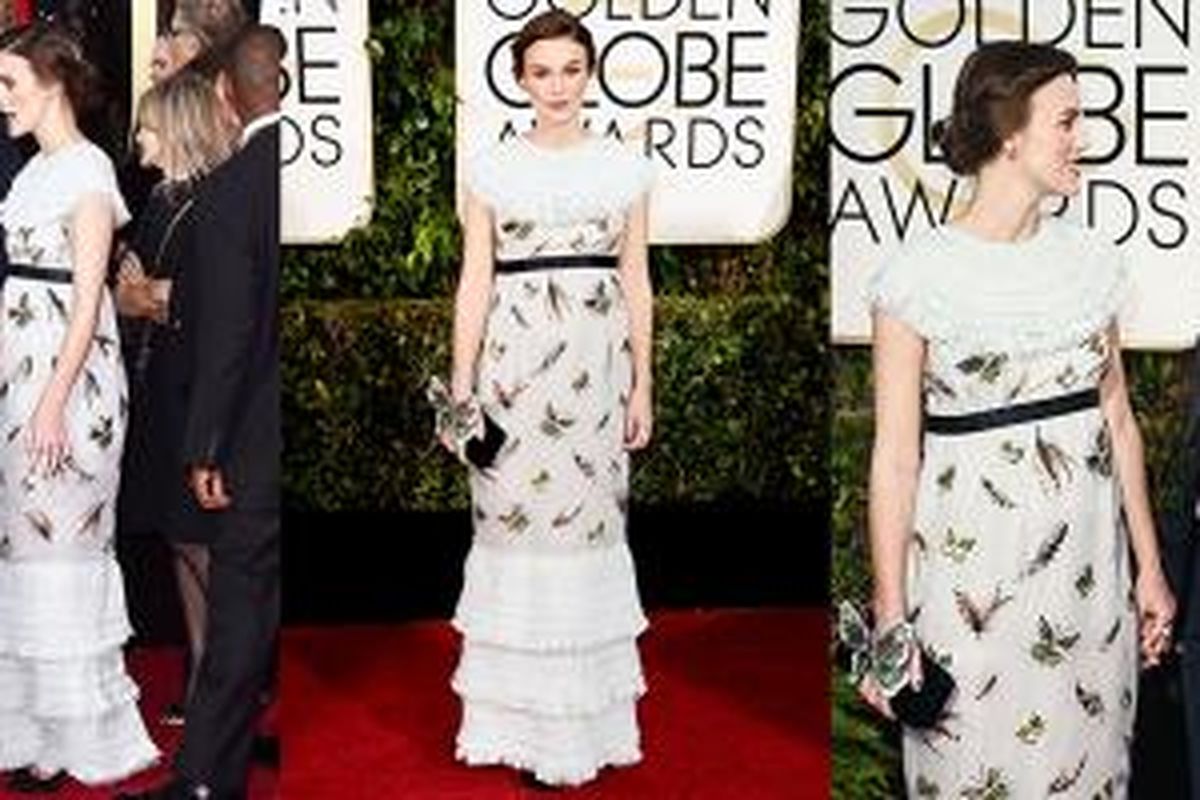 Keira Knightley ditemani sang suami James Righton saat tiba di acara Golden Globe 2015.