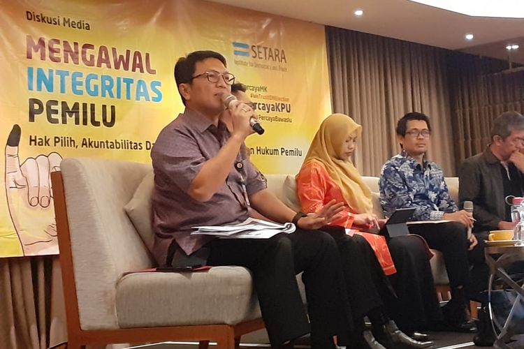Kepala biro pembinaan dan operasional Bareskrim Polri Brigjen (Pol) Nico Afinta dalam sebuah diskusi bertajuk Mengawal Integritas Pemilu di Jakarta Pusat, Jumat (5/4/2019).  