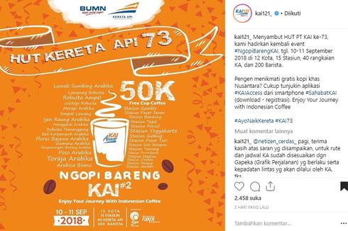 PT KAI Gelar Festival Ngopi Bareng, 50.000 Gelas Dibagikan di 15 Stasiun