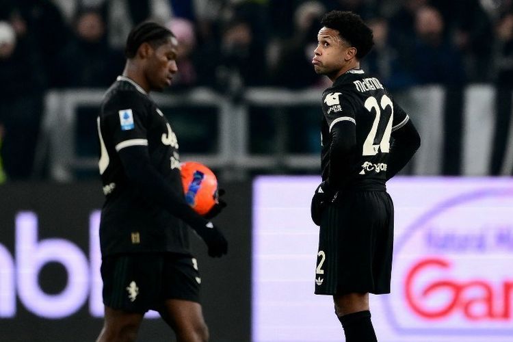 Reaksi gelandang Juventus Weston McKennie pada laga Juventus vs Lecce digelar di Allianz Stadium, Minggu (4/1/2026) dini hari WIB.