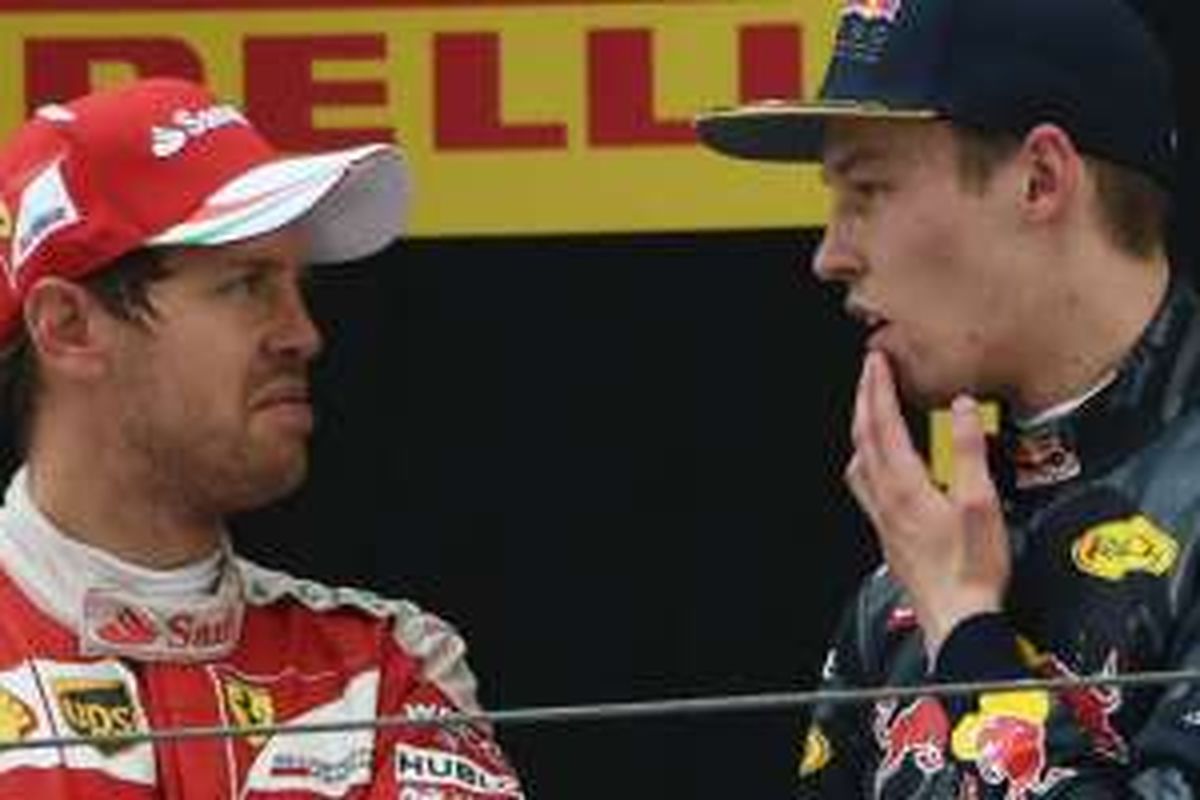 Sebastian Vettel (Ferrari) dan Daniil Kvyat (Red Bull Racing).