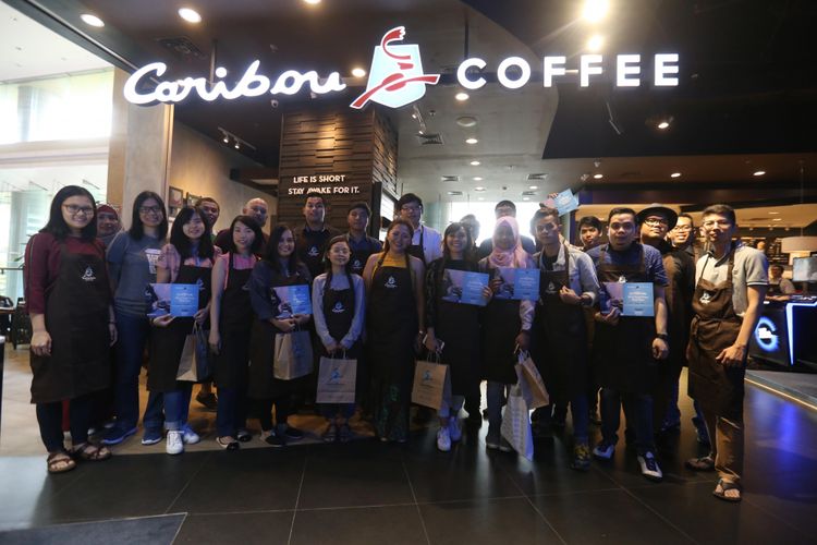 Acara Home Brewing French Press and V60 Kompas.com bersama Caribou Coffee di Caribou Coffe Lotte Shopping Avenue, Jakarta Selatan, Sabtu (10/2/2018). 