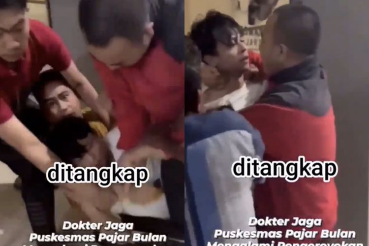 Kolase bidik layar video pengeroyokan dokter Puskesmas Pajar Bulan di Lampung Barat.