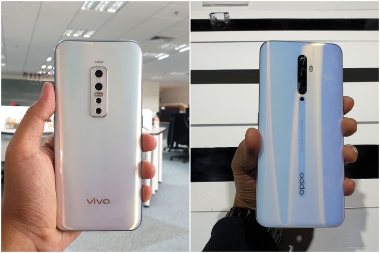 Desain punggung Vivo V17 Pro (kiri) adn Oppo Reno 2F (kanan)