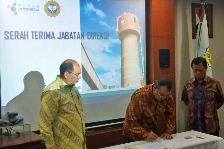 Serah terima jabatan direktur utama PT Pupuk Iskandar Muda, Aceh Utara, di Jakarta, Selasa (3/7/2018)