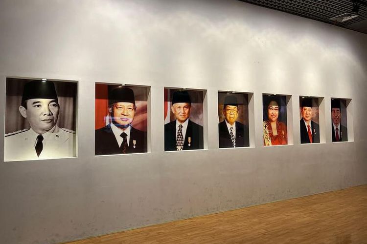 Koleksi foto presiden Indonesia di Museum Kepresidenan Balai Kirti, Bogor, Rabu (18/10/2023).