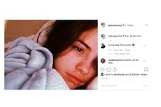 Lihat, Wajah Belia Selena Gomez di Bawah Selimut Tebal...