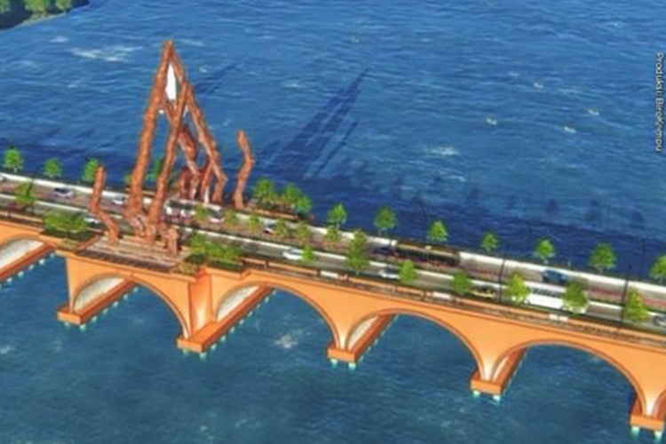 Tampilan desain Jembatan Pandansimo yang akan dibangun di Bantul, Yogyakarta