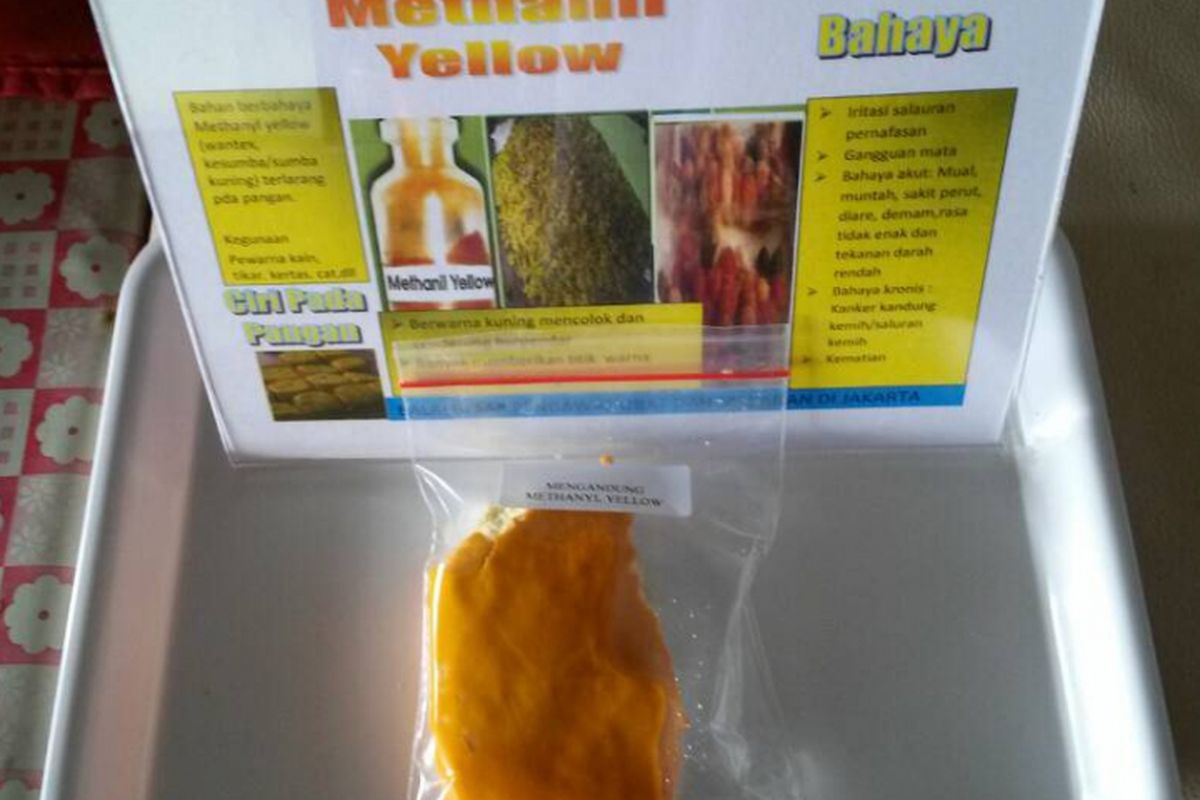 Sampel takjil yang didapat dari inspeksi Balai Besar BPOM DKI Jakarta, baru-baru ini. Beberapa panganan dipastikan mengandung bahan berbahaya seperti formalin, boraks, rhodamin b atau pewarna merah, dan pewarna kuning metanil.