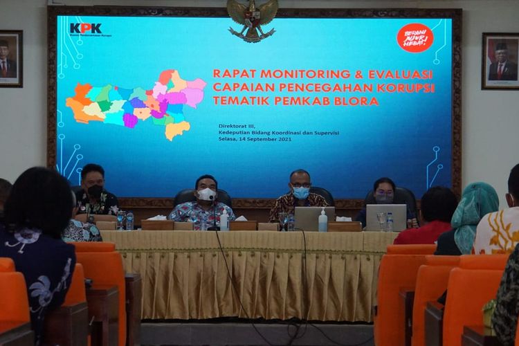 KPK melakukan monitoring dan evaluasi terkait capaian pencegahan korupsi tematik Pemerintah Kabupaten Blora, Selasa (14/9/2021)