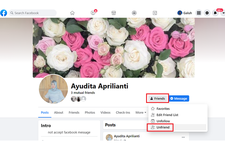 Cara unfriend orang di Facebook.
