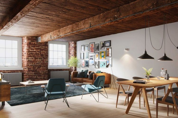 Tampilan interior Brownsfield Mill yang kini jadi apartemen mewah di Manchester