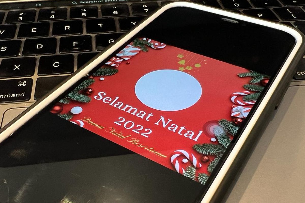 Tampilan Twibbon Natal 2022 yang bisa dibuat sendiri di HP melalui aplikasi Canva.