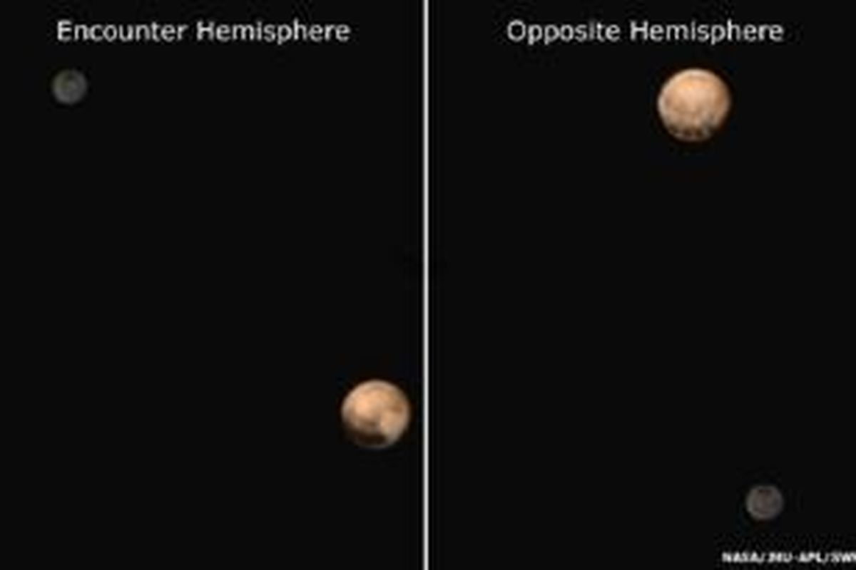 Wahana New Horizon memotret Pluto beserta bintik misteriusnya pada 29 Juni 2015 lalu. Hingga kini, ilmuwan belum mampu menjelaskan bintik itu. 