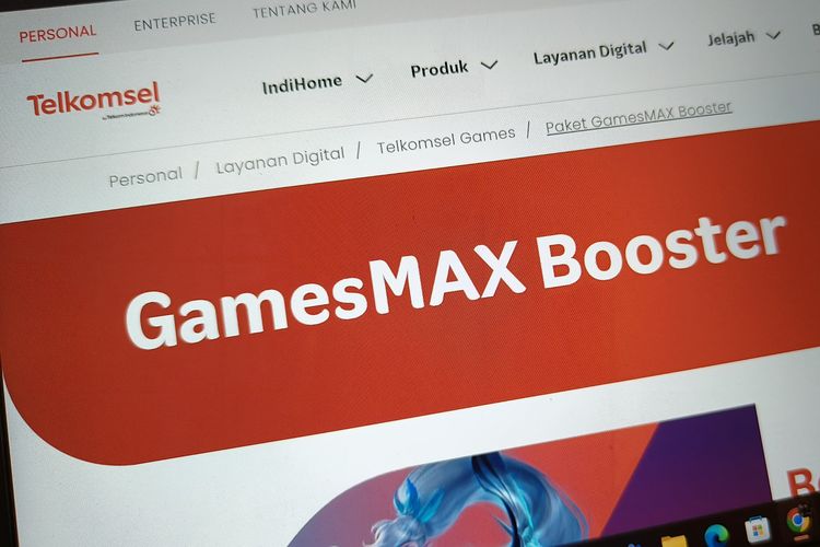 Ilustrasi paket internet GamesMax Booster di situs web Telkomsel.