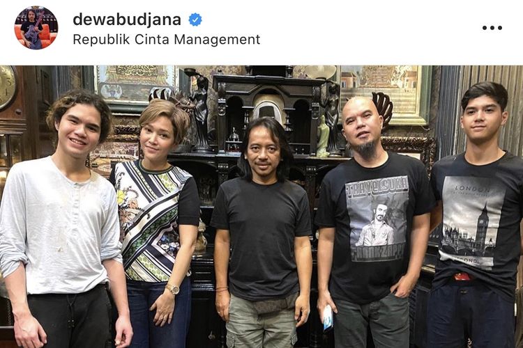 Tangkapan layar dari Instagram Dewa Budjana, foto kebersamaan Maia Estianty dan Ahmad Dhani, Kamis (12/3/2020). 