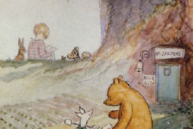 Winnie-the-Pooh dan Piglet, ilustrasi oleh E.H. Shepard. (Courtesy Everett Collection via Britannica)