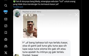 Tangkapan layar soal penyebutan tuli dan tunarungu.