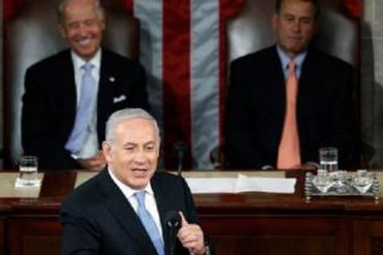 PM Israel Benjamin Netanyahu saat berpidato di hadapan sidang gabungan Kongres AS