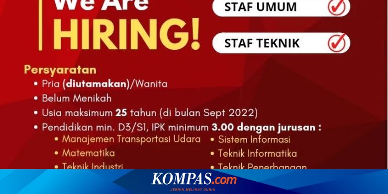 Lowongan Kerja Lion Air untuk Posisi Staff, Ini Syarat dan Cara Daftarnya