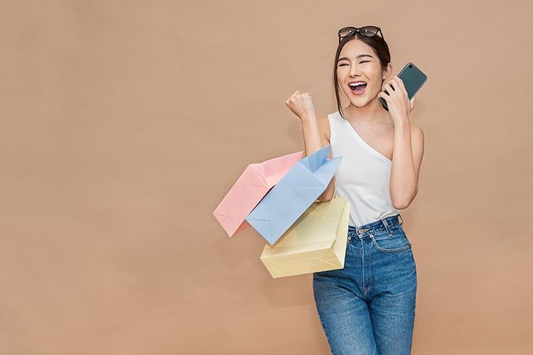 Ilustrasi remaja sedang berbelanja.