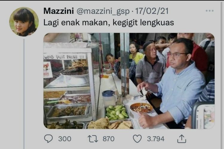 Meme Anies Baswedan makan di warteg Peong saat kampanye Pilkada DKI Jakarta 2017 lalu.
