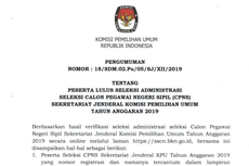 BPPT dan KPU Umumkan Hasil Seleksi Administrasi CPNS 2019, Ini Informasi Lengkapnya