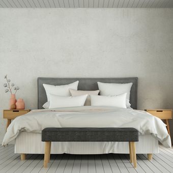 Ilustrasi kamar tidur minimalis.