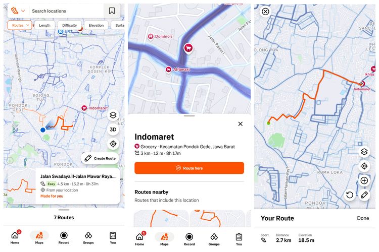 Cara pakai fitur Route to a Point of Interest di Strava.
