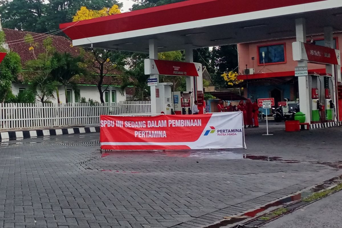 Kondisi SPBU 5465114 di Jalan S. Supriadi, Sukun, Kota Malang, Jawa Timur.
