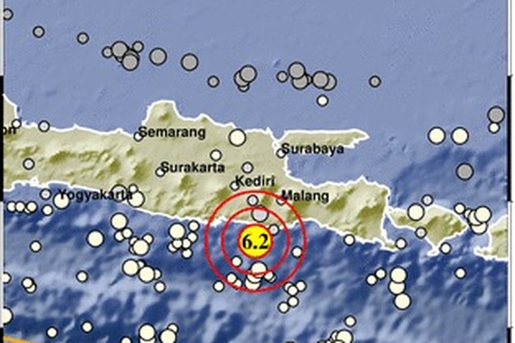 Gempa berpusat di Blitar dengan kekuatan M 6,2 dirasakan di sejumlah wilayah di Yogyakarta, Jawa Tengah, hingga Bali.