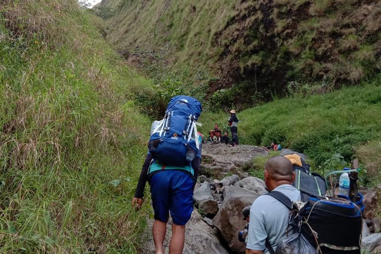 Suasana jalsn pendakian gunung rinjani melalui Torean