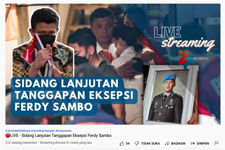 Link live streaming siaran langsung sidang pembunuhan Brigadir J dengan terdakwa Ferdy Sambo dan Putri Candrawathi, Kamis (20/10/2022)