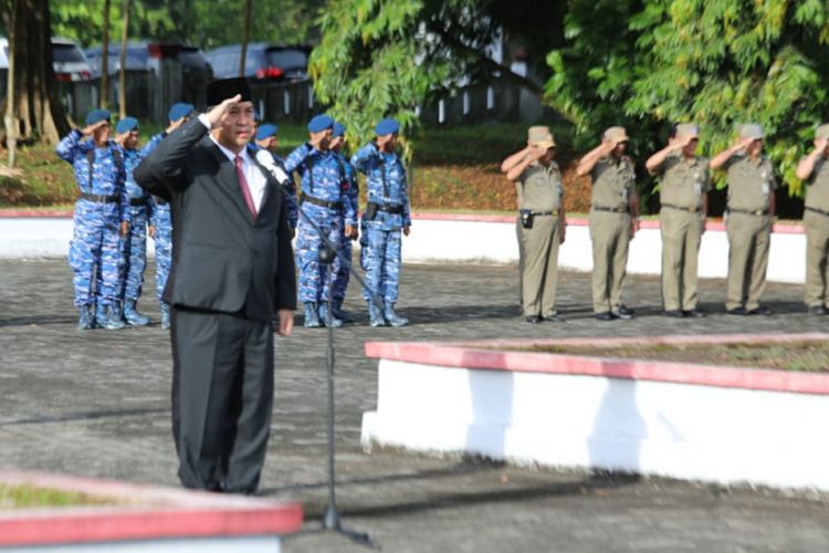 Wakil Gubernur Sulawesi Utara, Steven O.E. Kandouw, menjadi inspektur upacara peringatan Hari Kebangkitan Nasional (Harkitnas) ke-110 di halaman kantor Gubernur Sulawesi Utara, Senin (21/5/2018) pagi