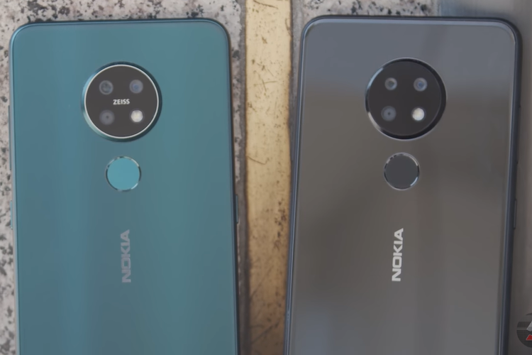 Ilustrasi Nokia 7.2 (kiri) dan Nokia 6.2 (kanan) tampak belakang.