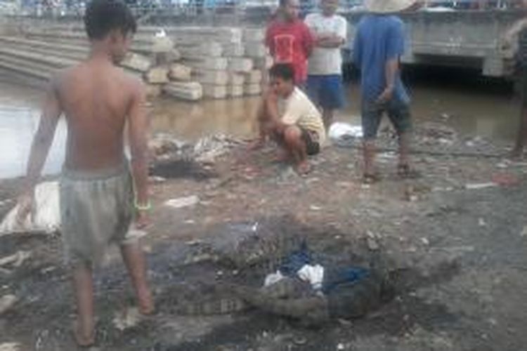 Beberapa ekor biawak hasil tangkapan warga di Sungai Ciliwung, Jakarta, Sabtu (25/1/2014).