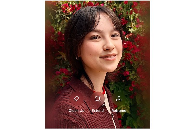 Ilustrasi fitur Apple Intelligence di aplikasi Photos.