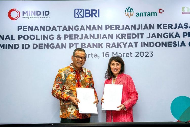 Penandatanganan PKS antara BRI dan MIND ID di Jakarta, Kamis (16/3/2023).