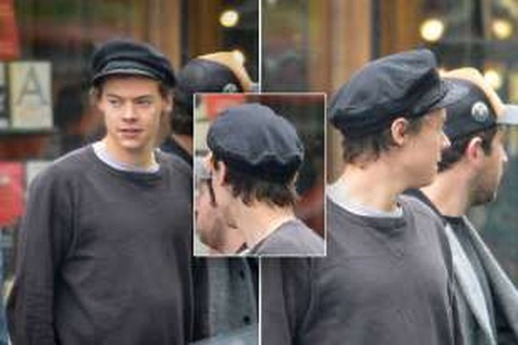 Personel One Direction Harry Styles dengan potongan rambut terbarunya.