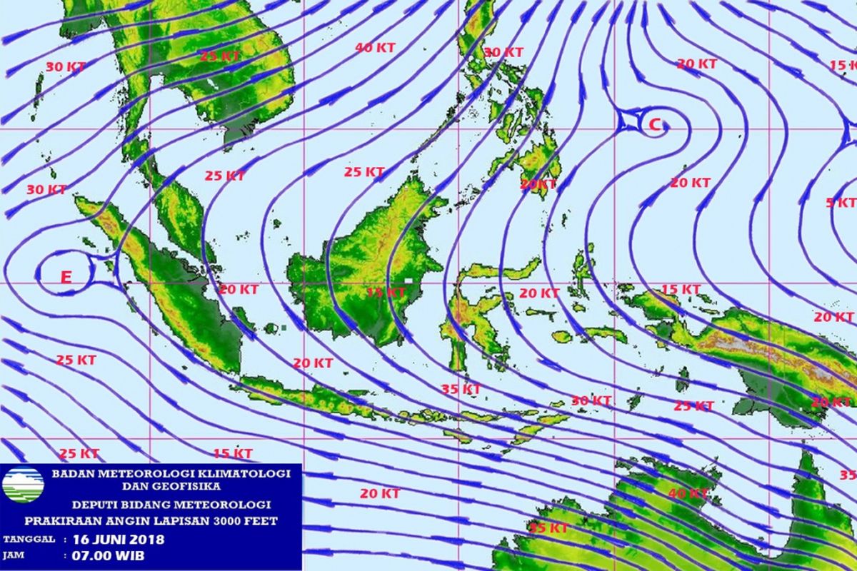 Angin pasat tenggara yang bertiup di wilayah Indoensia. Di Gorontalo kekuatan angin ini terasa tinggi dibanding hari biasanya